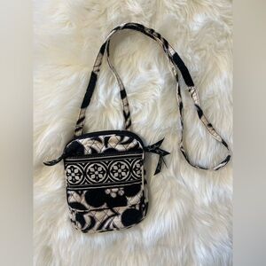 Vera Bradley cloth crossover bag with built in wallet black and white